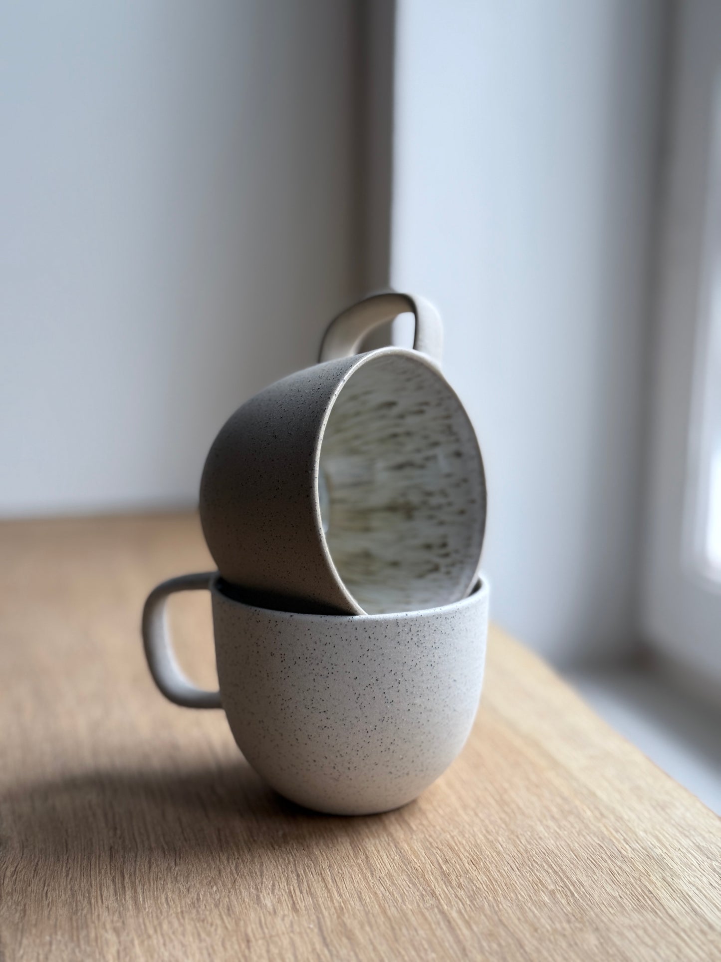Cortado Cup with handle, Matt White w/Crystal glaze (130ml)
