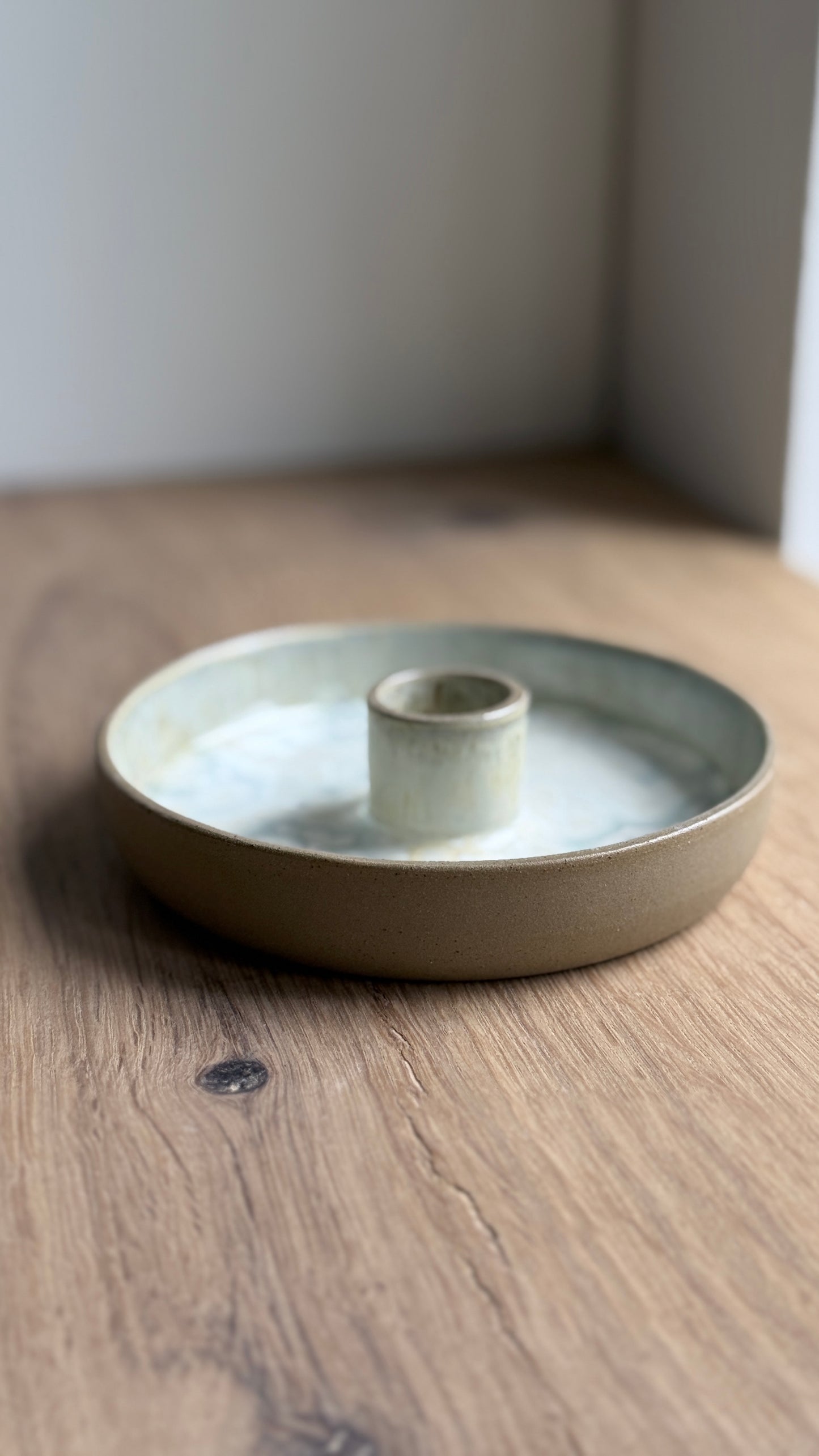 Candlestick, Dark Brown w/ crystal glaze