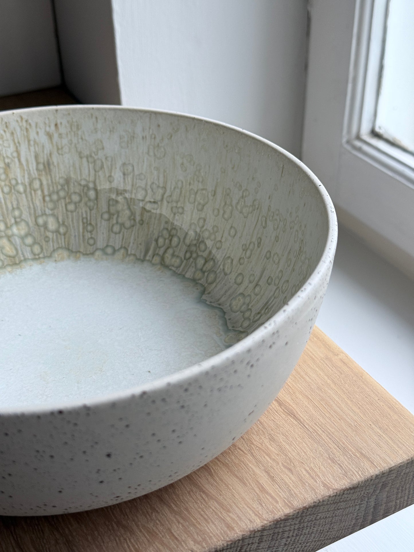 Serving Bowl, dots w/ crystal glaze