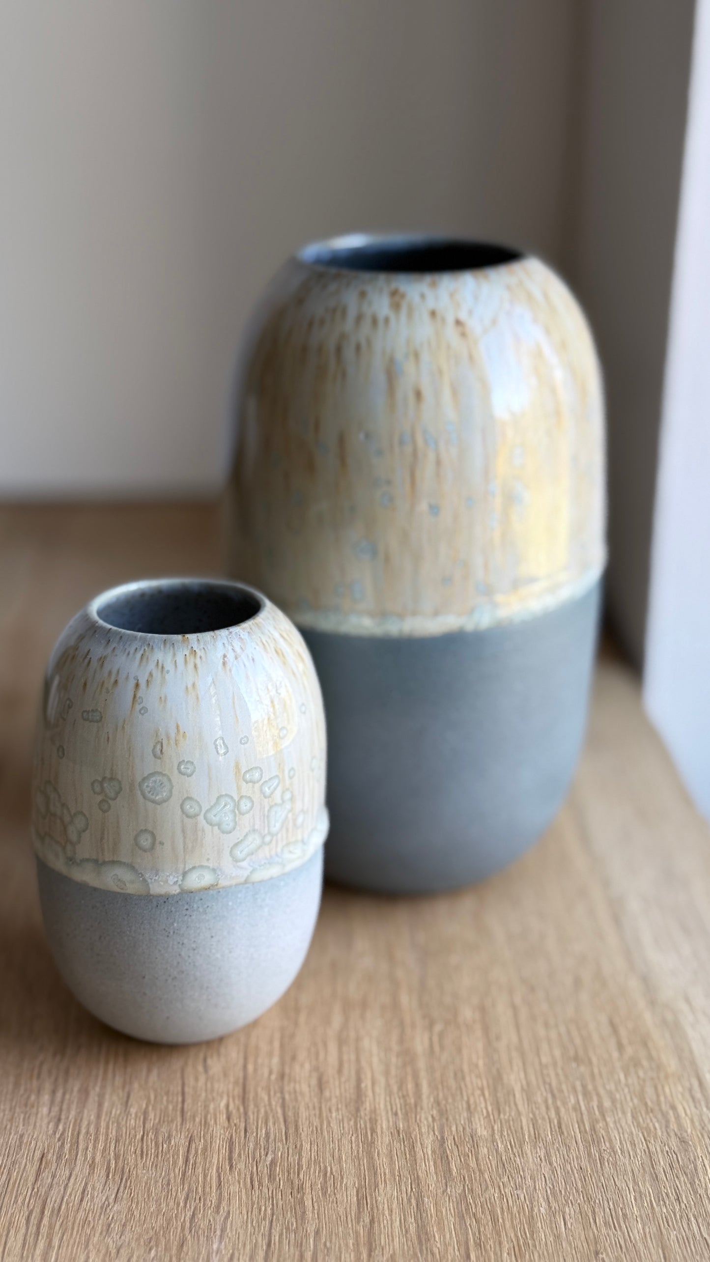 Vase, Large Wide, Petrol Blue & Dip