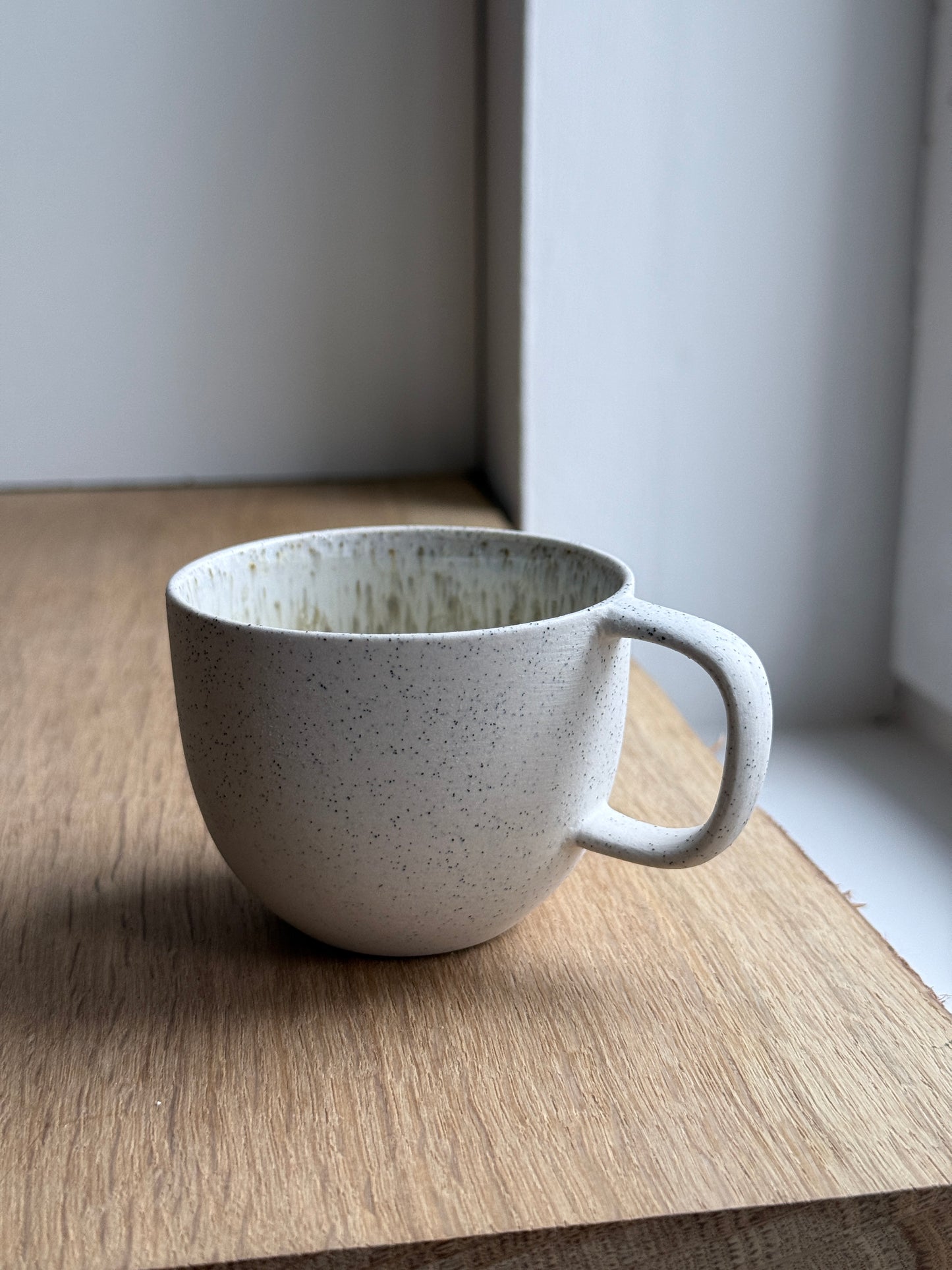 Cortado Cup with handle, Matt White w/Crystal glaze (130ml)