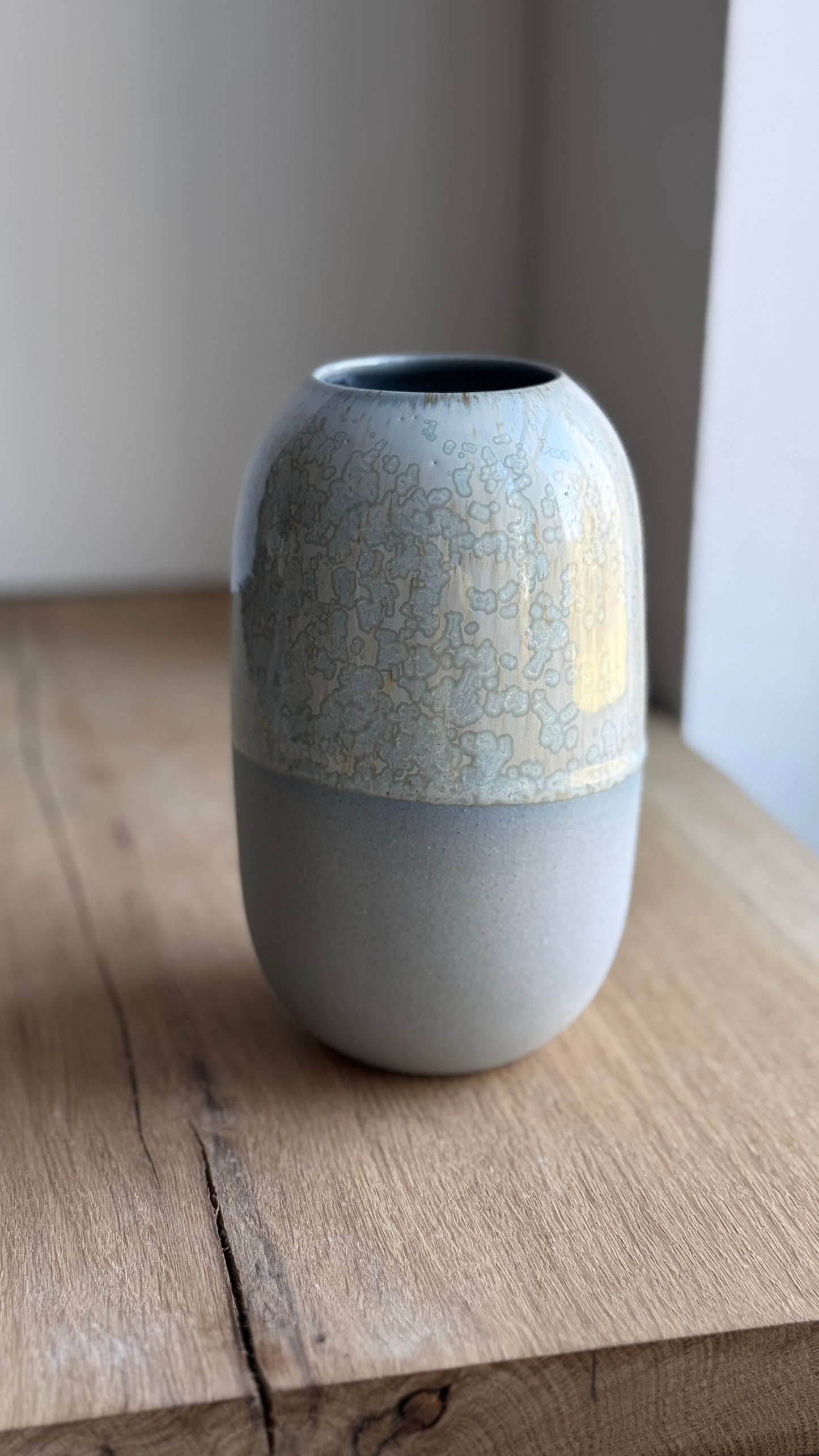 Vase, Large Wide, Stone Blue & Dip