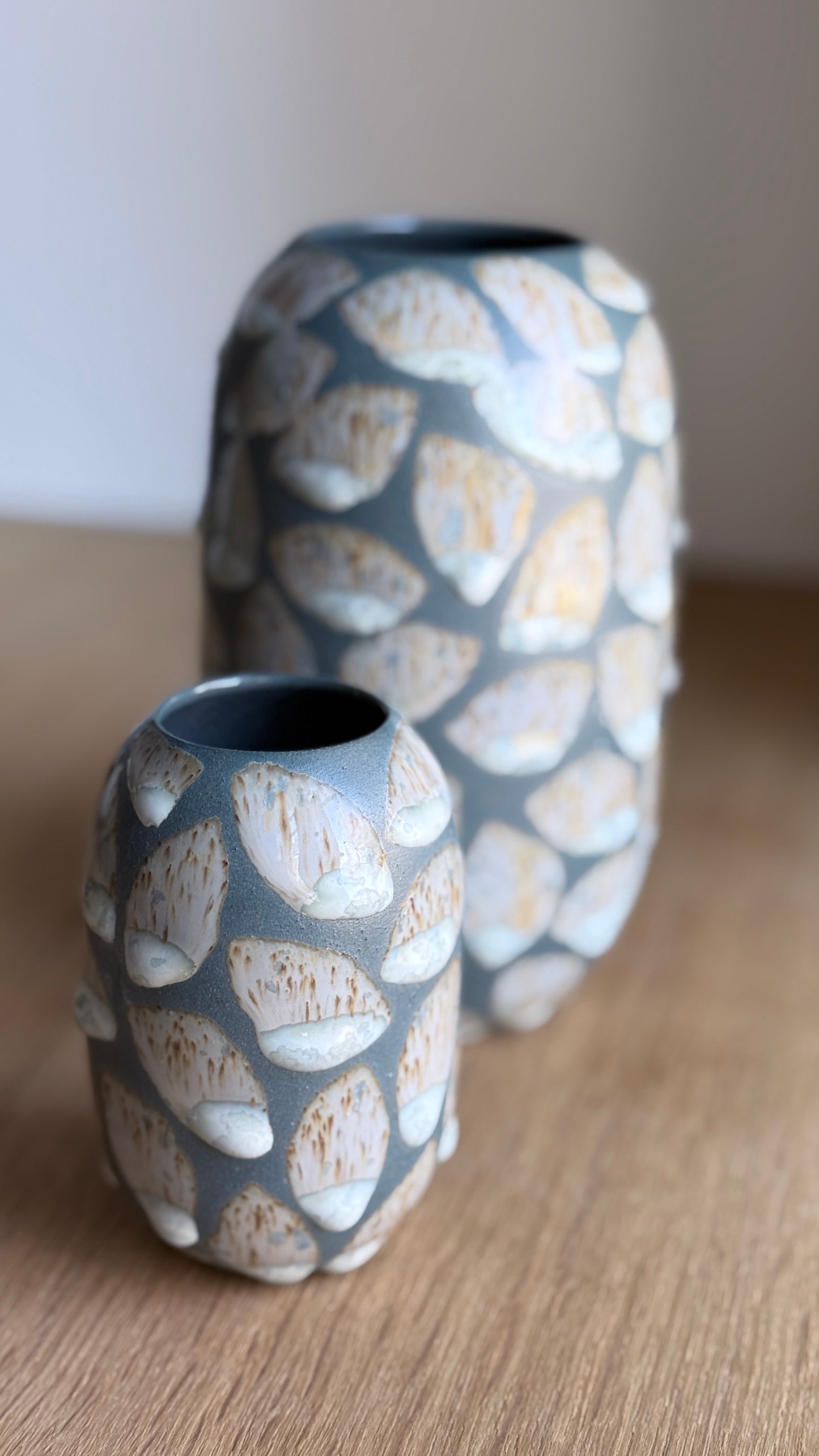 Vase, Large Wide, Petrol Blue & Glaze deco