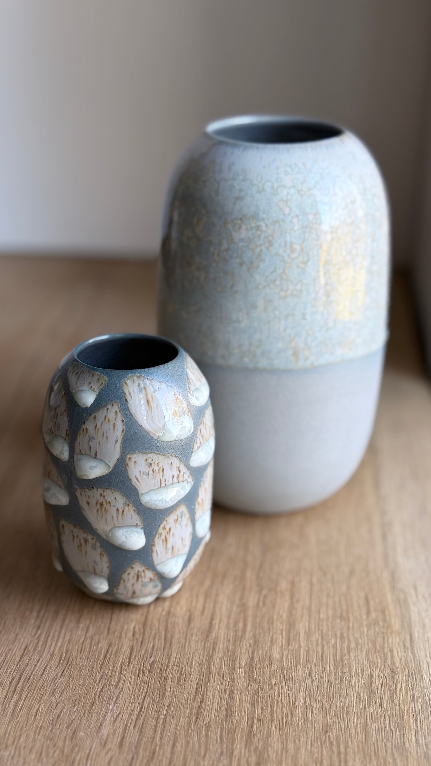 Vase Small, Petrol blue With Glaze Deco