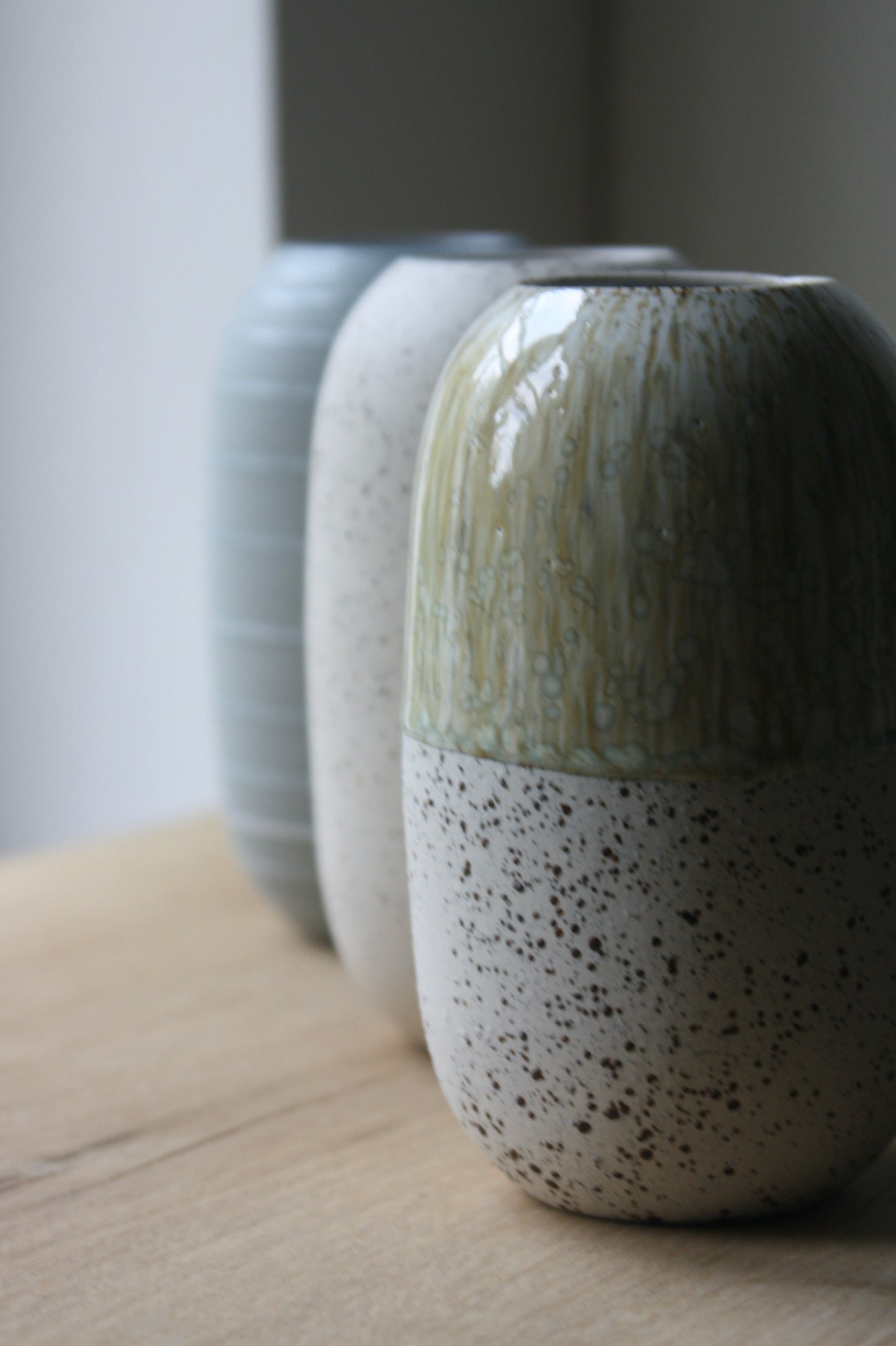 Vase, Large Wide, Stone Blue/Stripes