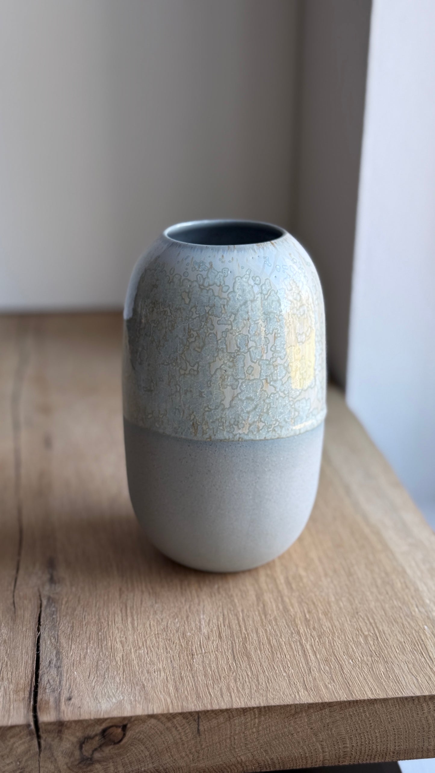 Vase, Large Wide, Stone Blue & Dip