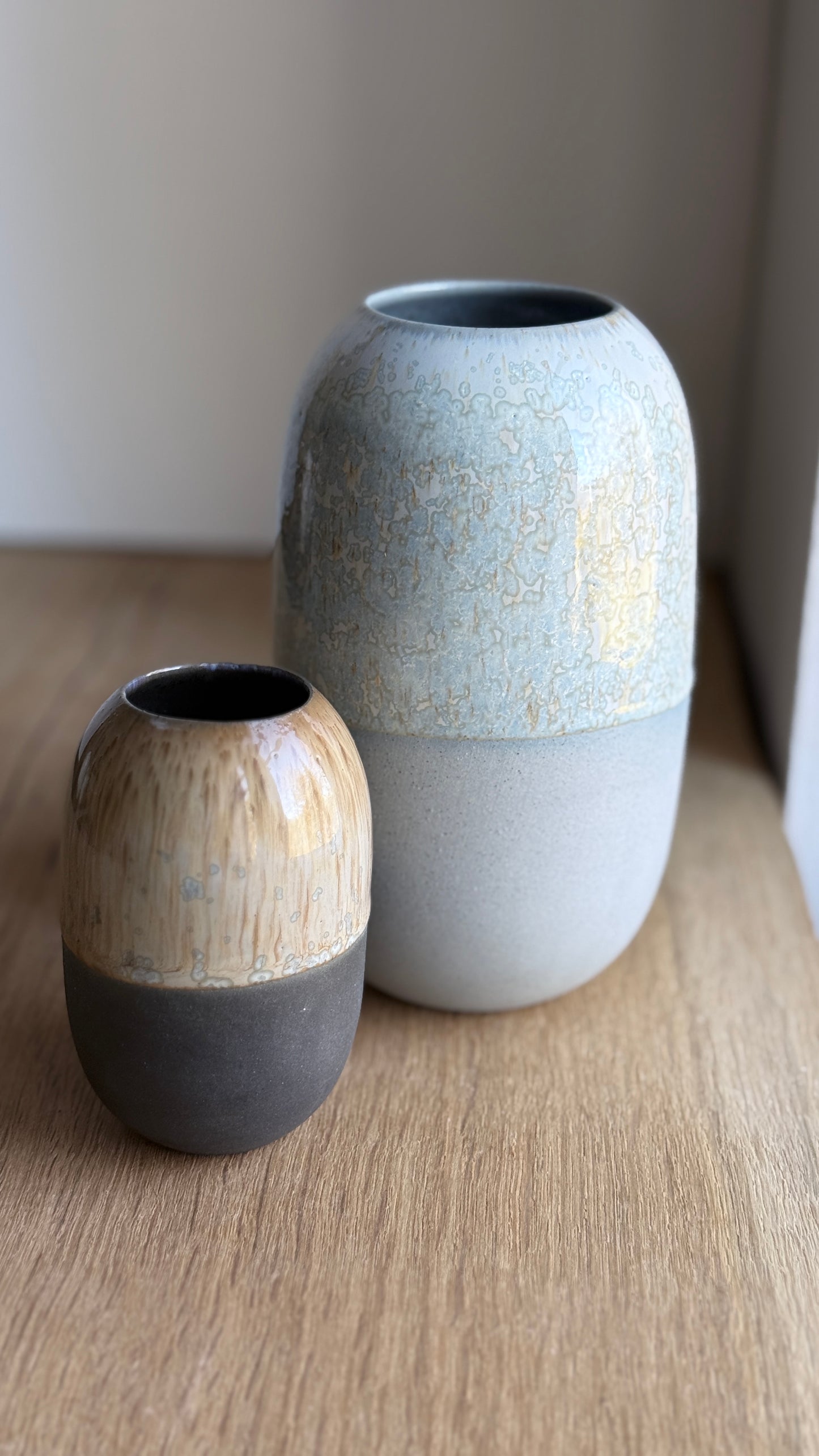 Vase, Large Wide, Stone Blue & Dip
