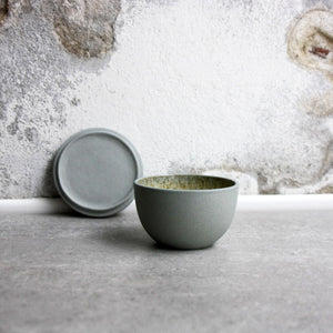 Lidded Bowl, Stone Blue w/ crystal glaze