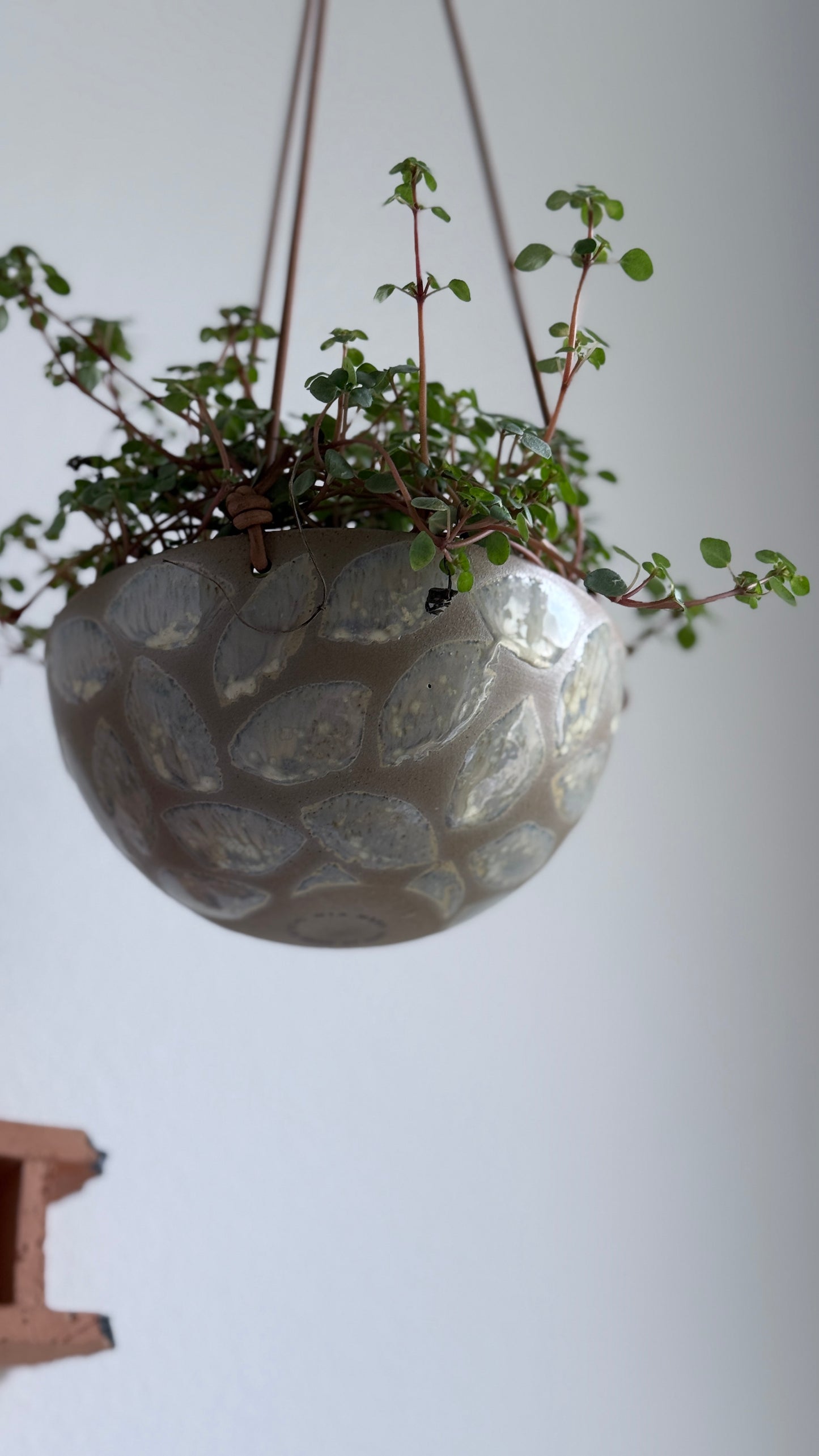 Hanging Bowl, Sand w/ Glaze deco (medium)