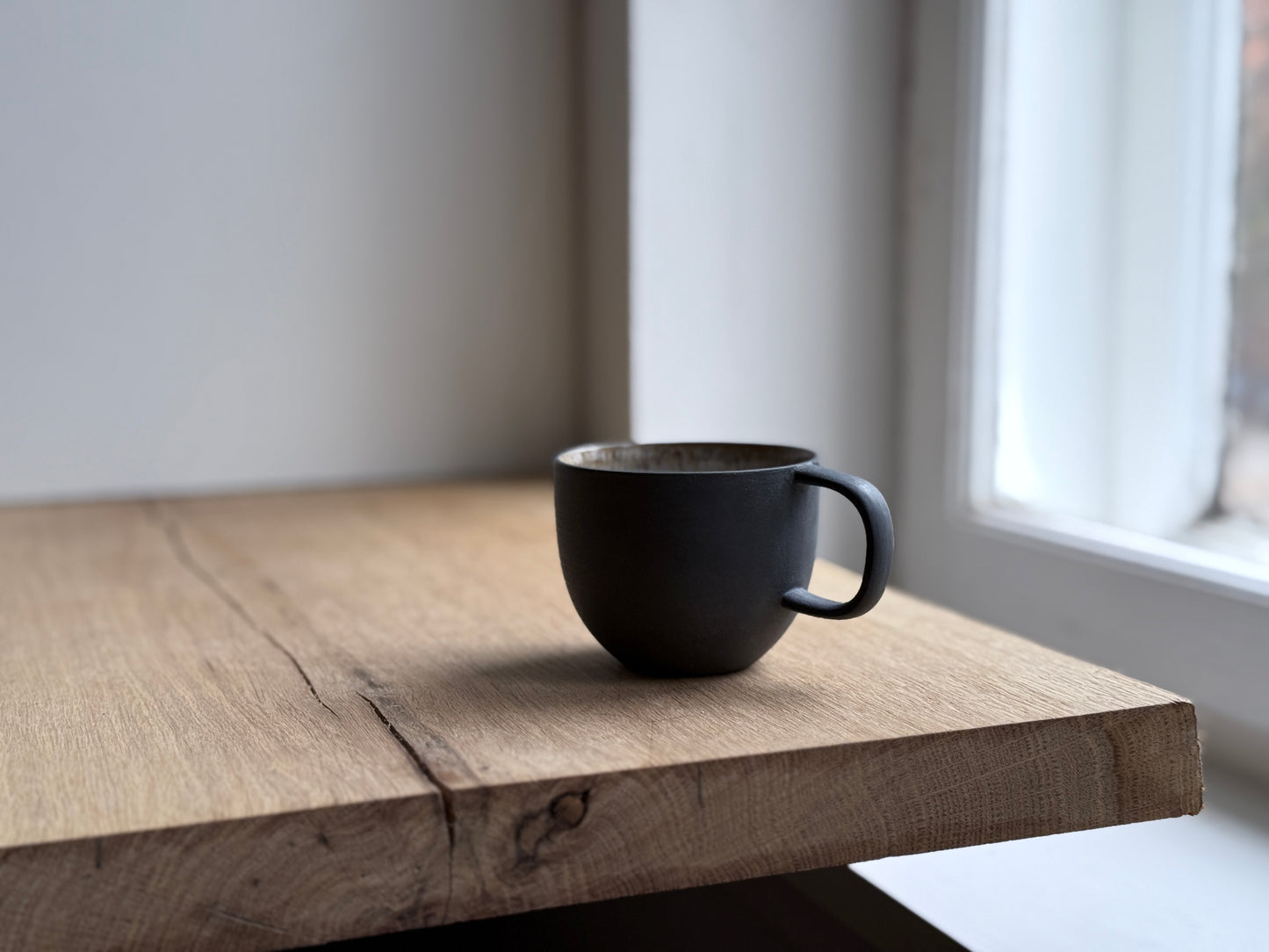 Cortado Cup with handle, Black w/Crystal glaze (130ml)