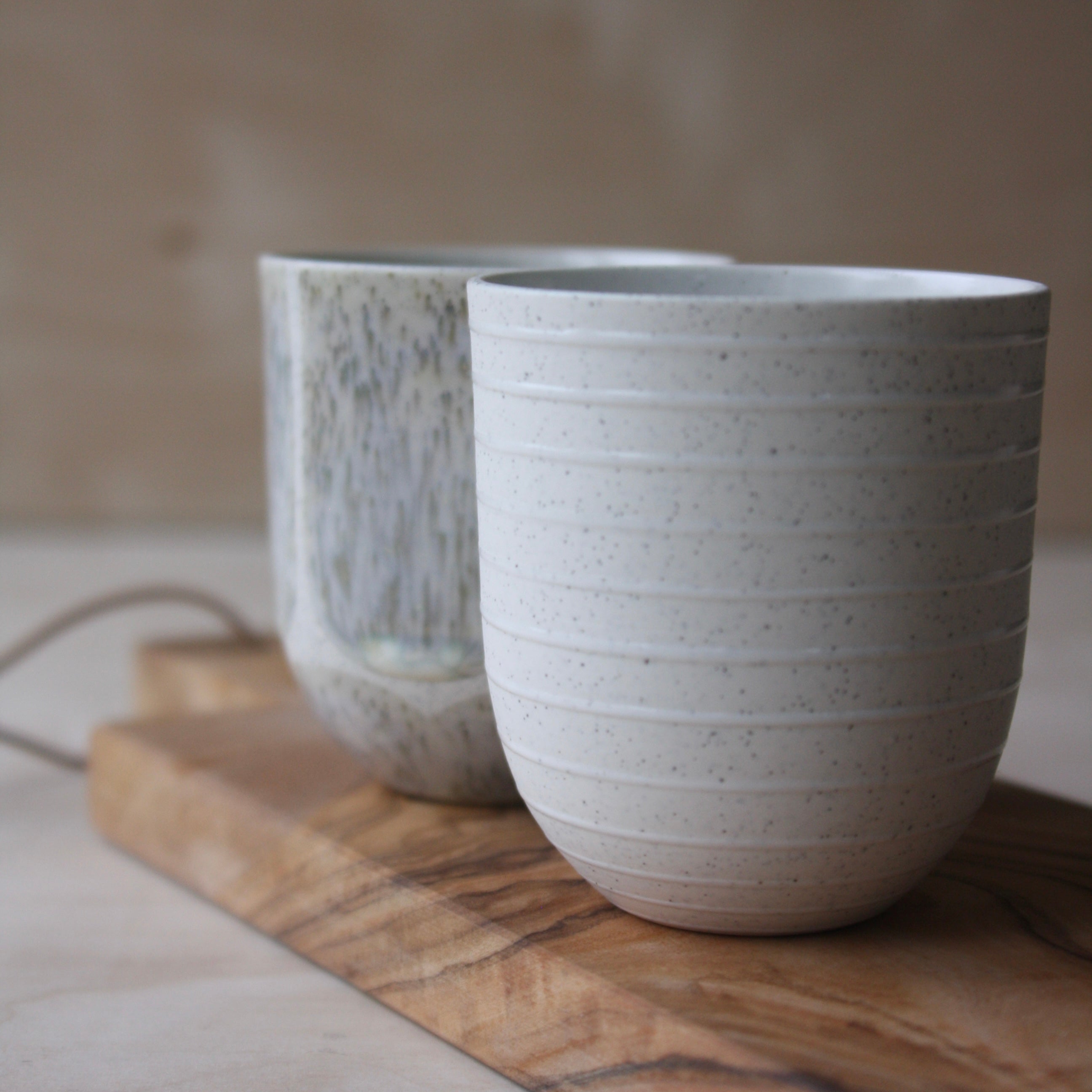 Coffee Cup, Light Stone Grey w/ glazed stripes (200 ml)