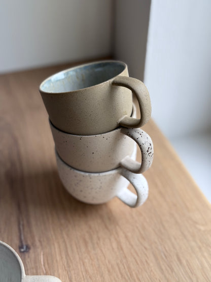 Cortado Cup with handle, Sand & Dots w/Crystal glaze (130 ml)