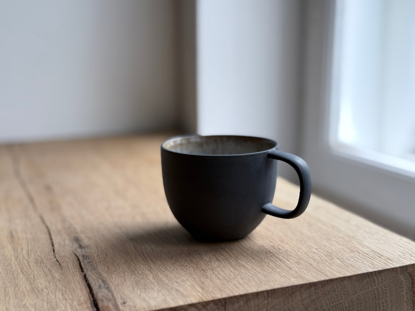 Cortado Cup with handle, Black w/Crystal glaze (130ml)