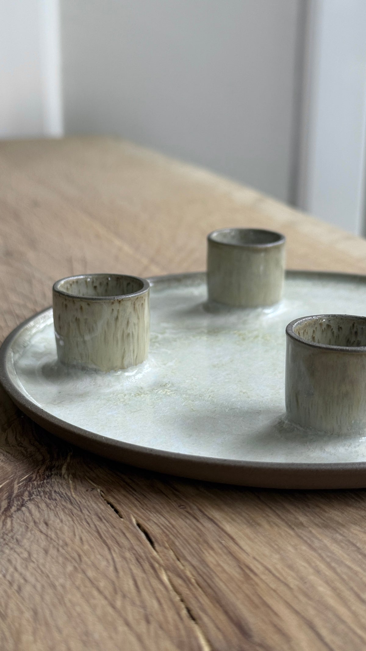 Advent Candlestick , Earth Brown w/Crystal glaze )