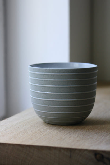 Coffee Cup, Stone Blue w/ glazed stripes (250 ml)