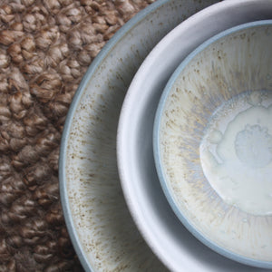 Breakfast bowl, Light Stone Grey w/ glazed stripes