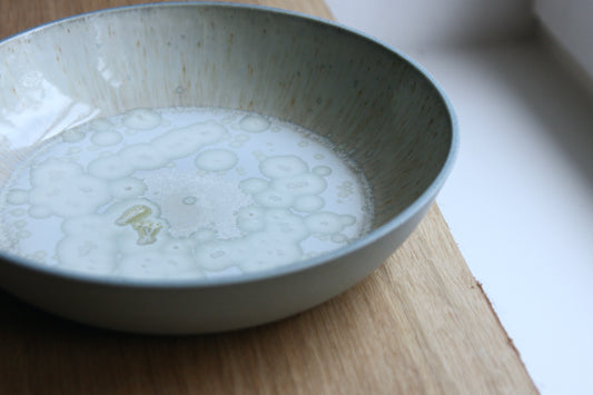 Deep plate Stoneware / Stone Blue w. crystal Glaze