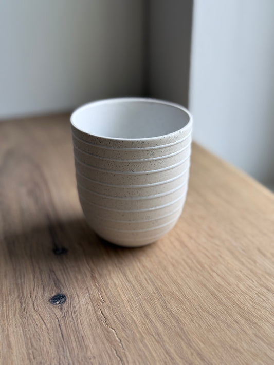Coffee Cup, Matt White/ Stripes (200 ml)