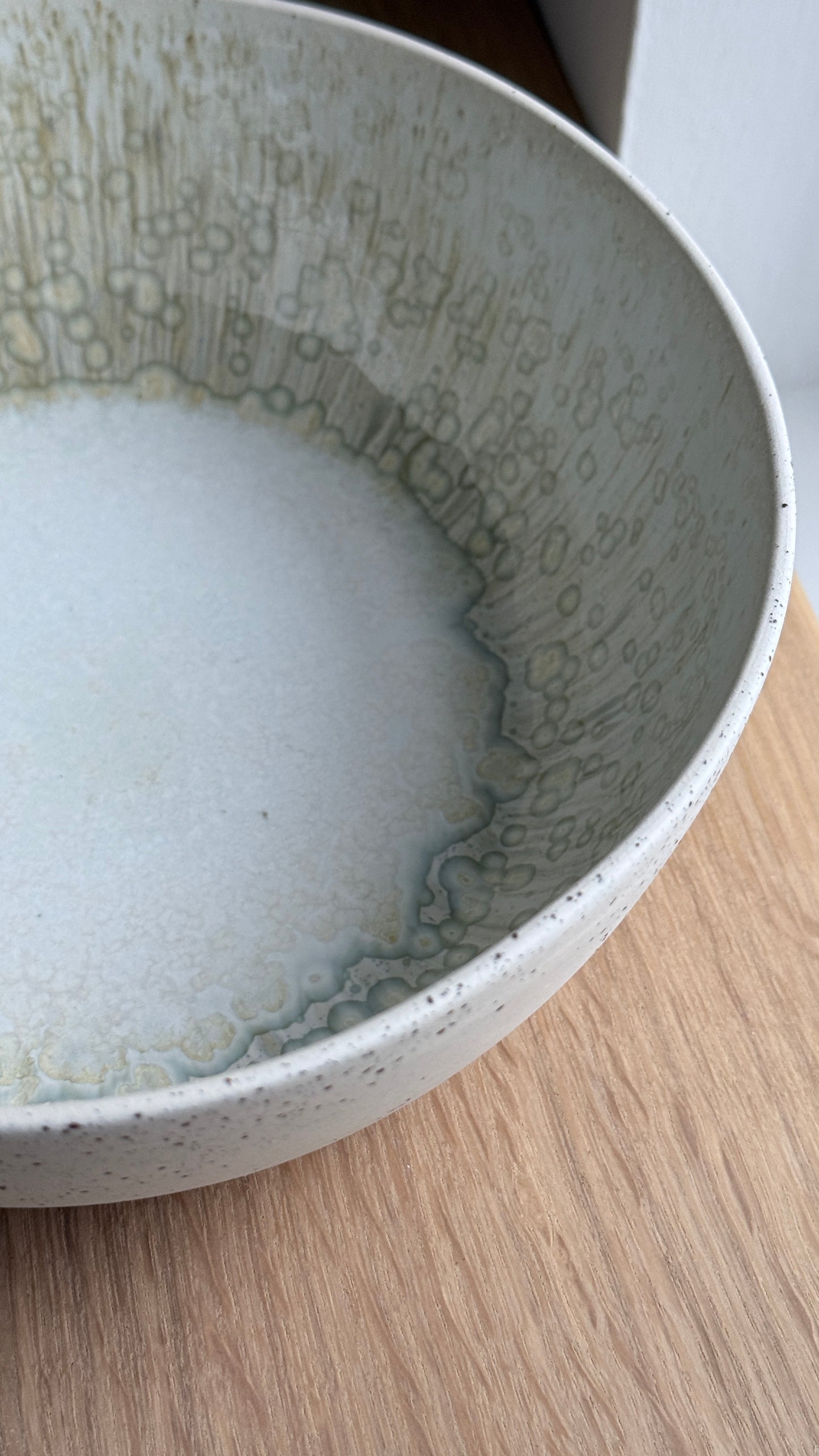 Serving Bowl, dots w/ crystal glaze