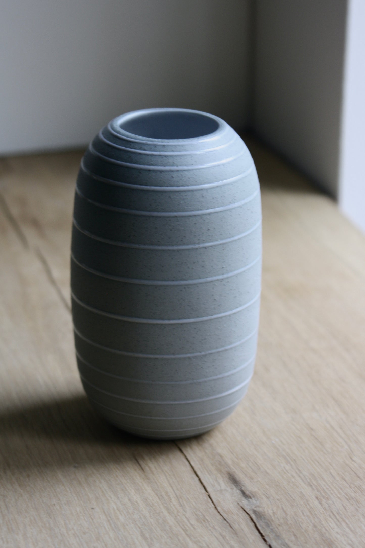 Vase, Large Wide, Blue Stripes