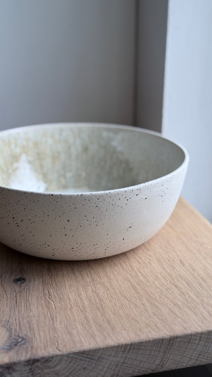 Serving Bowl, dots w/ crystal glaze