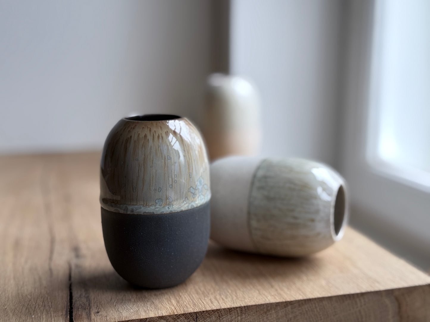Vase Small, Matt Black & Dip