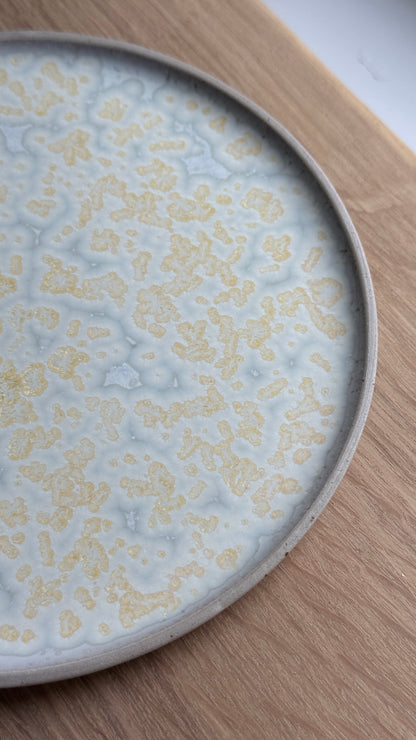 Dessert / Sushi plate, Sand & dots w/ crystal glaze