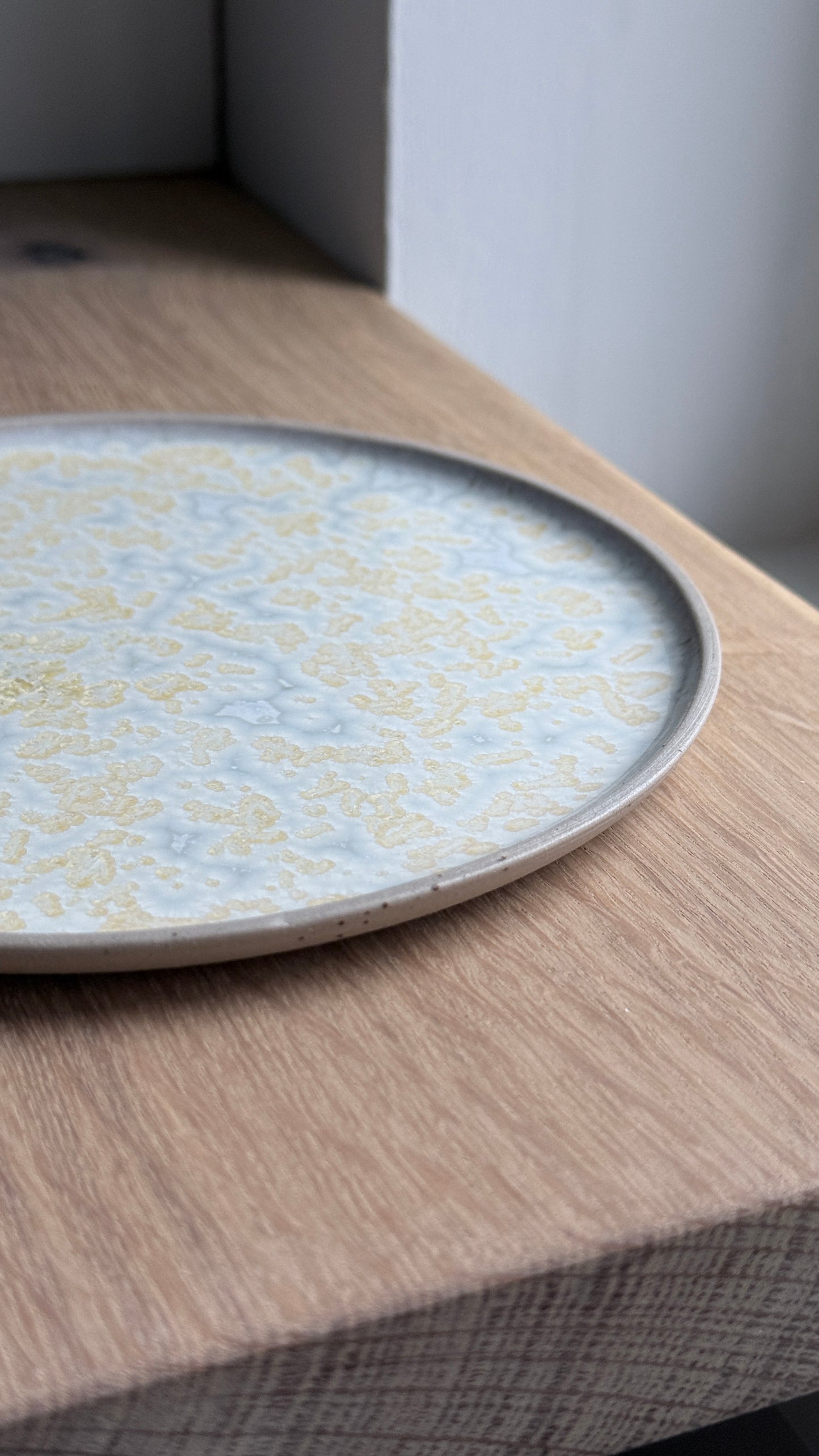 Dessert / Sushi plate, Sand & dots w/ crystal glaze