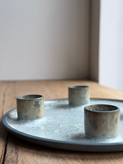 Advent Candlestick, Petrol Blue w/Crystal glaze