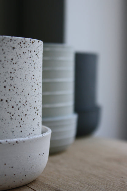 Plant Pot w/Saucer, Stone Blue w/ Stripes