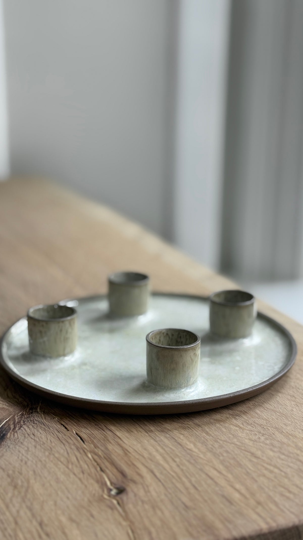 Advent Candlestick , Earth Brown w/Crystal glaze )