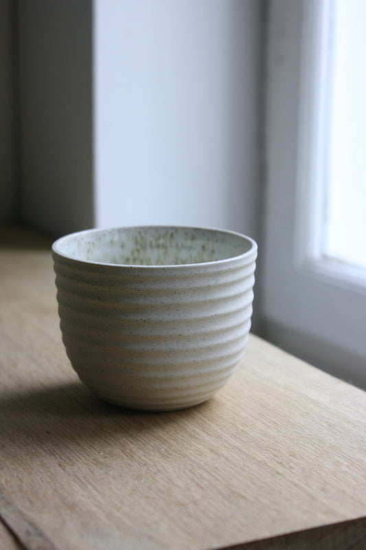 Textured Cup, Matt White w/ crystal glaze (200 ml)