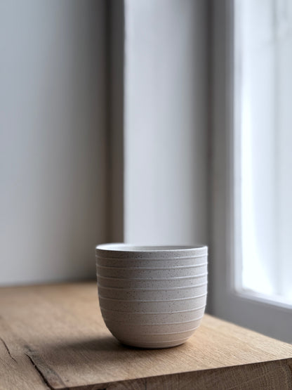 Coffee Cup, Light Stone Grey w/ glazed stripes (250 ml)