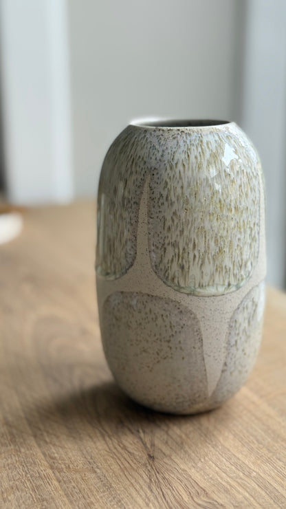 Vase, Large Wide, Matt White/ Brush