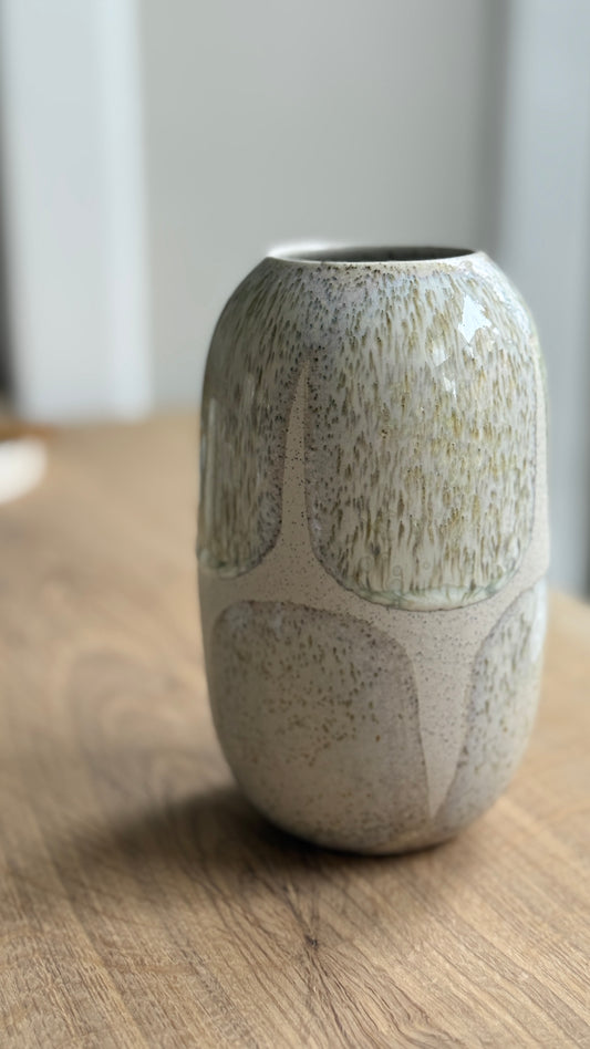Vase, Large Wide, Matt White/ Brush