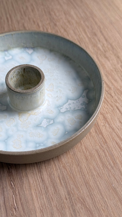 Candlestick, Dark Brown w/ crystal glaze