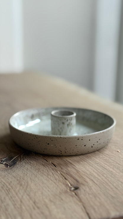 Candlestick, Sand & Dots w/ crystal glaze