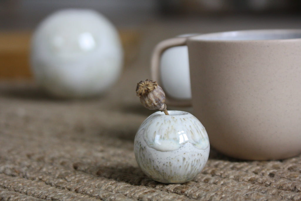 Sphere-Vase Miniature, Light Stone Grey W/ Brush Strokes