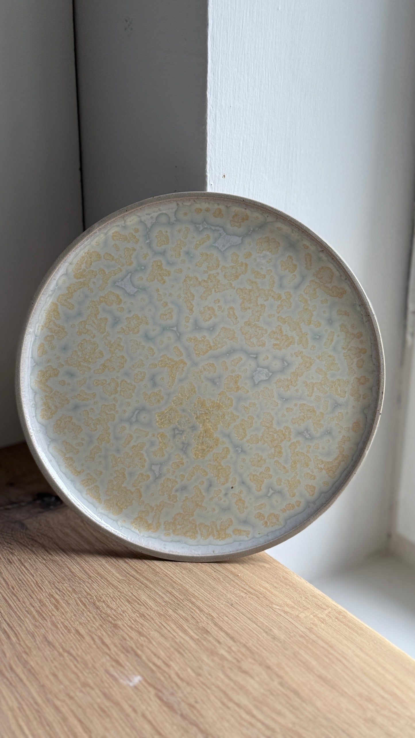 Dessert / Sushi plate, Sand & dots w/ crystal glaze