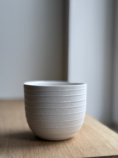 Coffee Cup, Light Stone Grey w/ glazed stripes (250 ml)