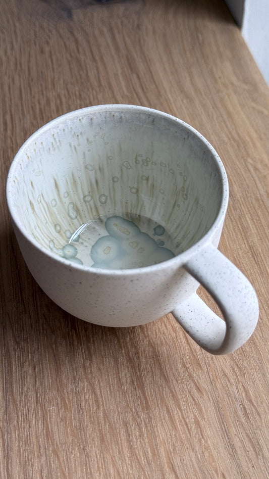 Cortado Cup with handle, Matt White w/Crystal glaze (130ml)