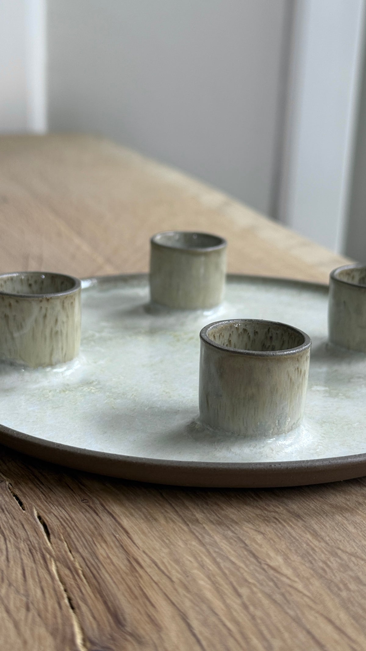 Advent Candlestick , Earth Brown w/Crystal glaze )