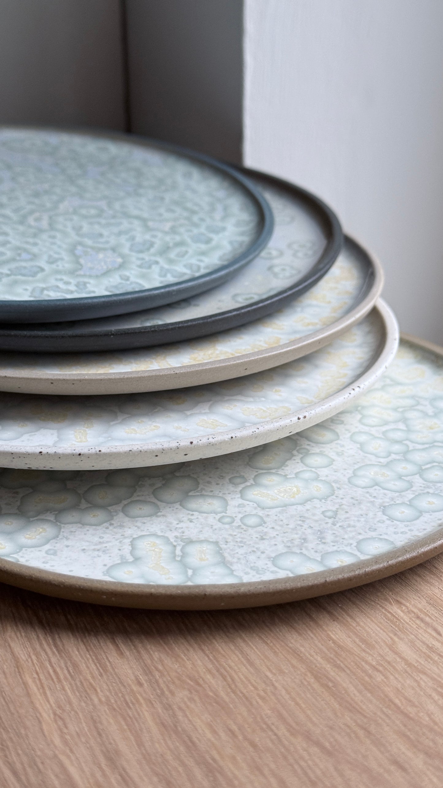 Dessert / Sushi plate, Sand & dots w/ crystal glaze