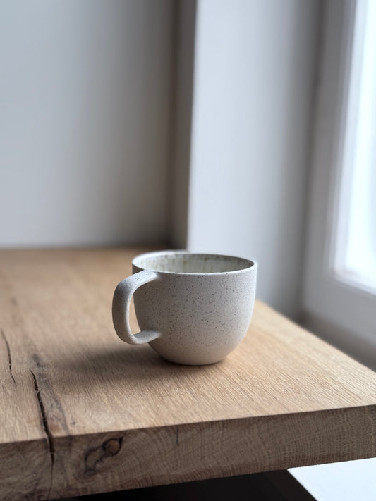 Cortado Cup with handle, Matt White w/Crystal glaze (130ml)