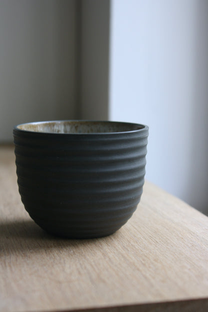 Textured Cup, Black w/ crystal glaze (200 ml)