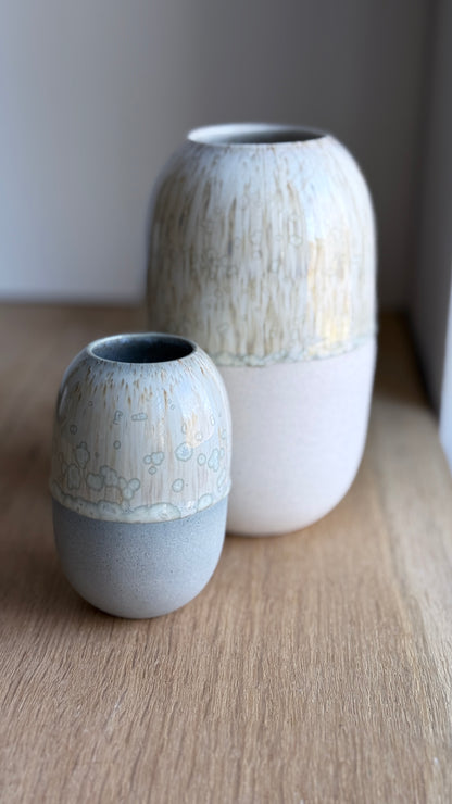 Vase, Large Wide, Matt White & Dip