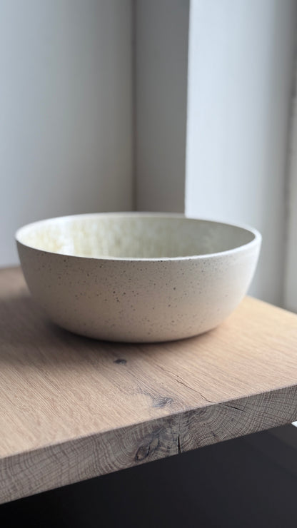 Serving Bowl, dots w/ crystal glaze