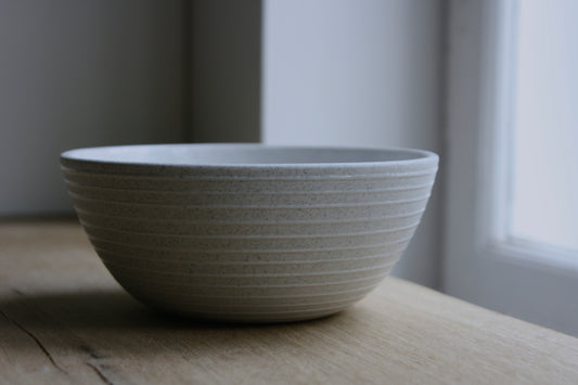 Pasta bowl, Light Stone Grey w/ glazed stripes