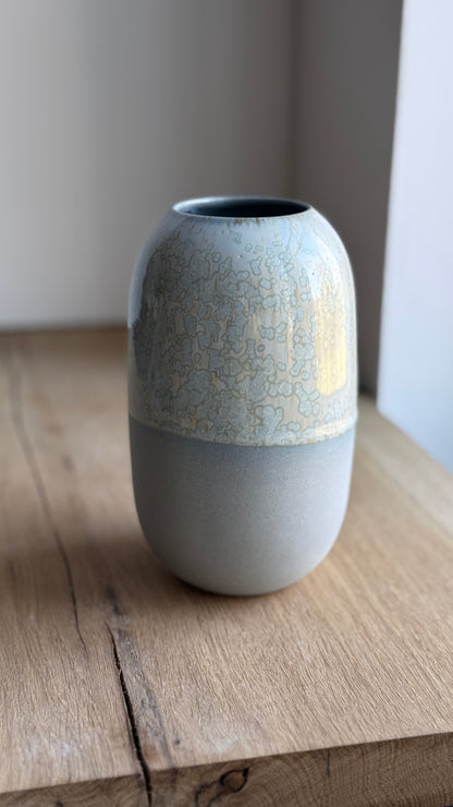 Vase, Large Wide, Stone Blue & Dip