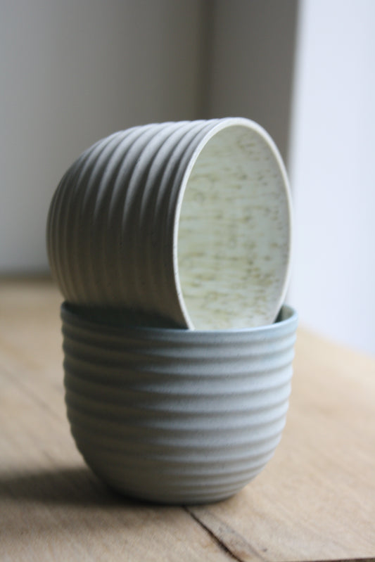 Textured Cup, Matt White w/ crystal glaze (200 ml)